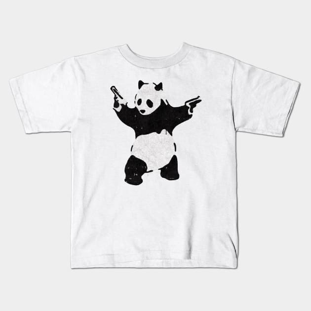 BANKSY Armed Panda with Guns Kids T-Shirt by inkstyl